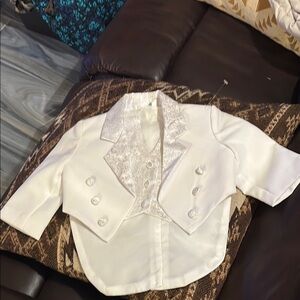 Elegant White Kids Jacket(2-piece Baptism)